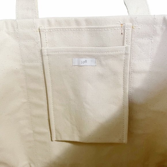J. Jill 100% Cotton Canvas Tote Bag Sturdy Market Beach Vacation Overnight Bag - Picture 5 of 9
